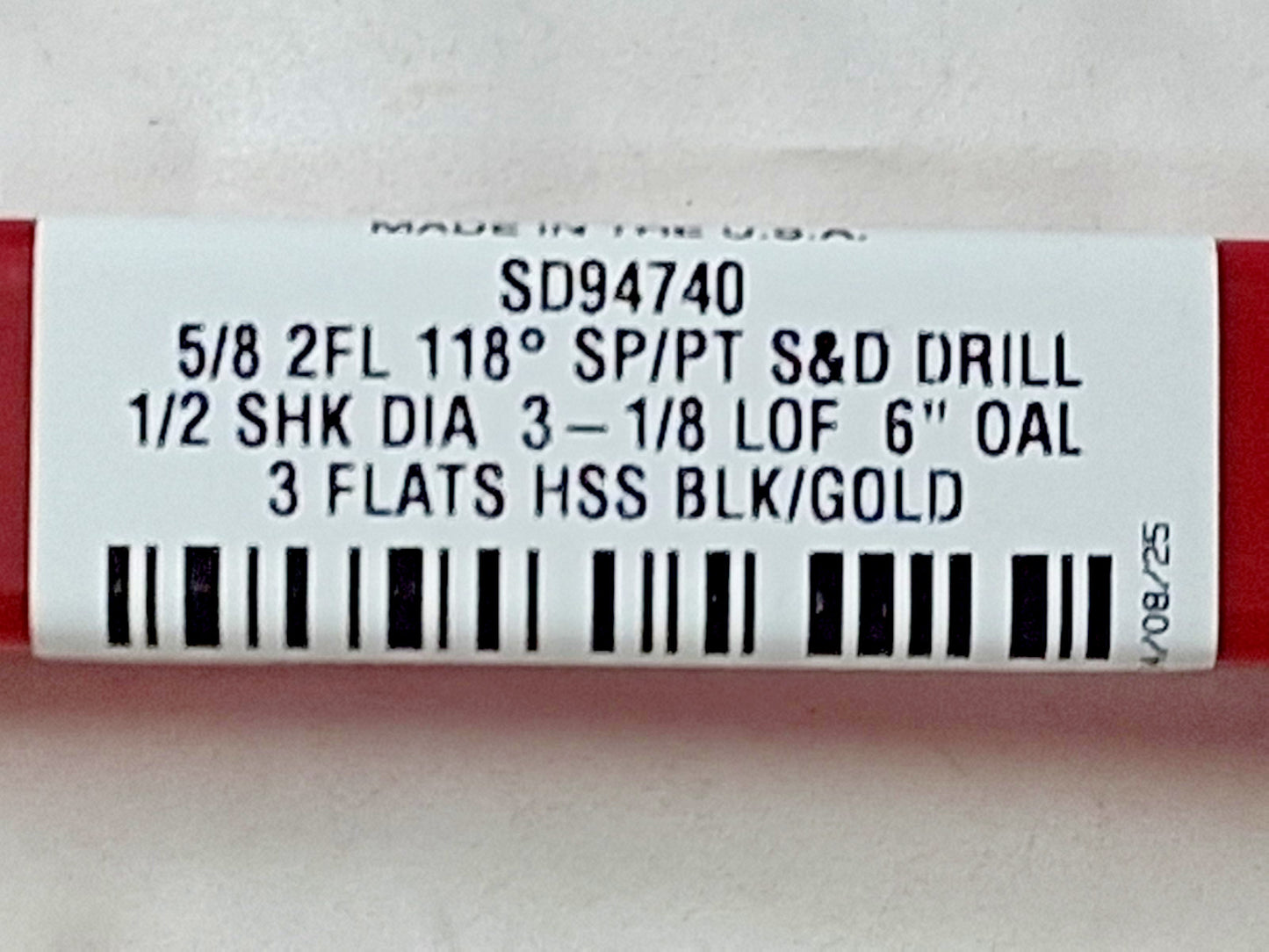 Titan USA Reduced Shank Drill Bits HSS 5/8" Dia 1/2" Shank Dia SD94740