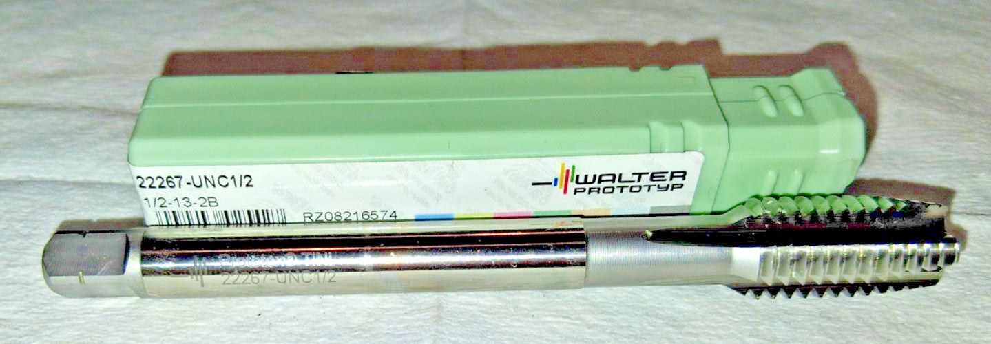 WALTER Spiral Point Tap 1/2"-13 UNC H5/H6 4 FL Plug Chamfer HSS 22267-UNC1/2