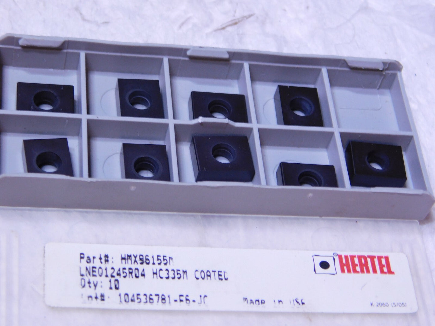 Hertel Carbide Inserts LNEQ1245R04 Grade-HC335M Qty-9  HMX96155M