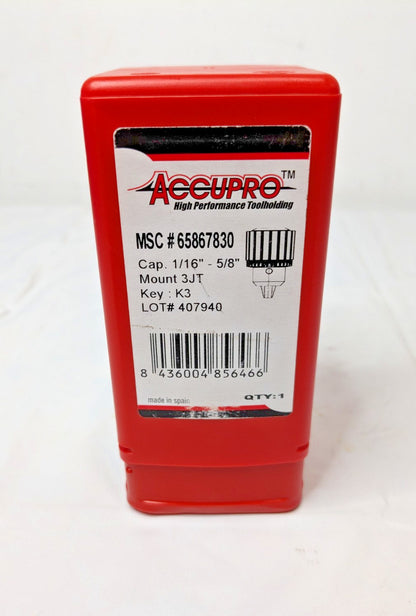 Accupro Drill Chuck 1/32 to 5/8" Capacity Tapered Mount JT3 65867830