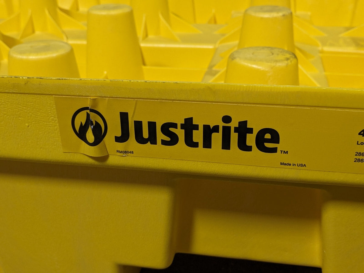 Justrite 4-Drum Plastic Spill Control Pallet w/ Drain 5000 lb Cap MISSING GRATES