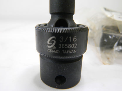 SUNEX TOOLS 3/8" Drive, 3/16" Impact Hex Bit Socket Qty 4 365802