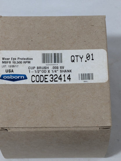 Osborn Cup Brush: 2" Dia, 0.008" Wire Dia, Stainless Steel, Crimped 0003241400