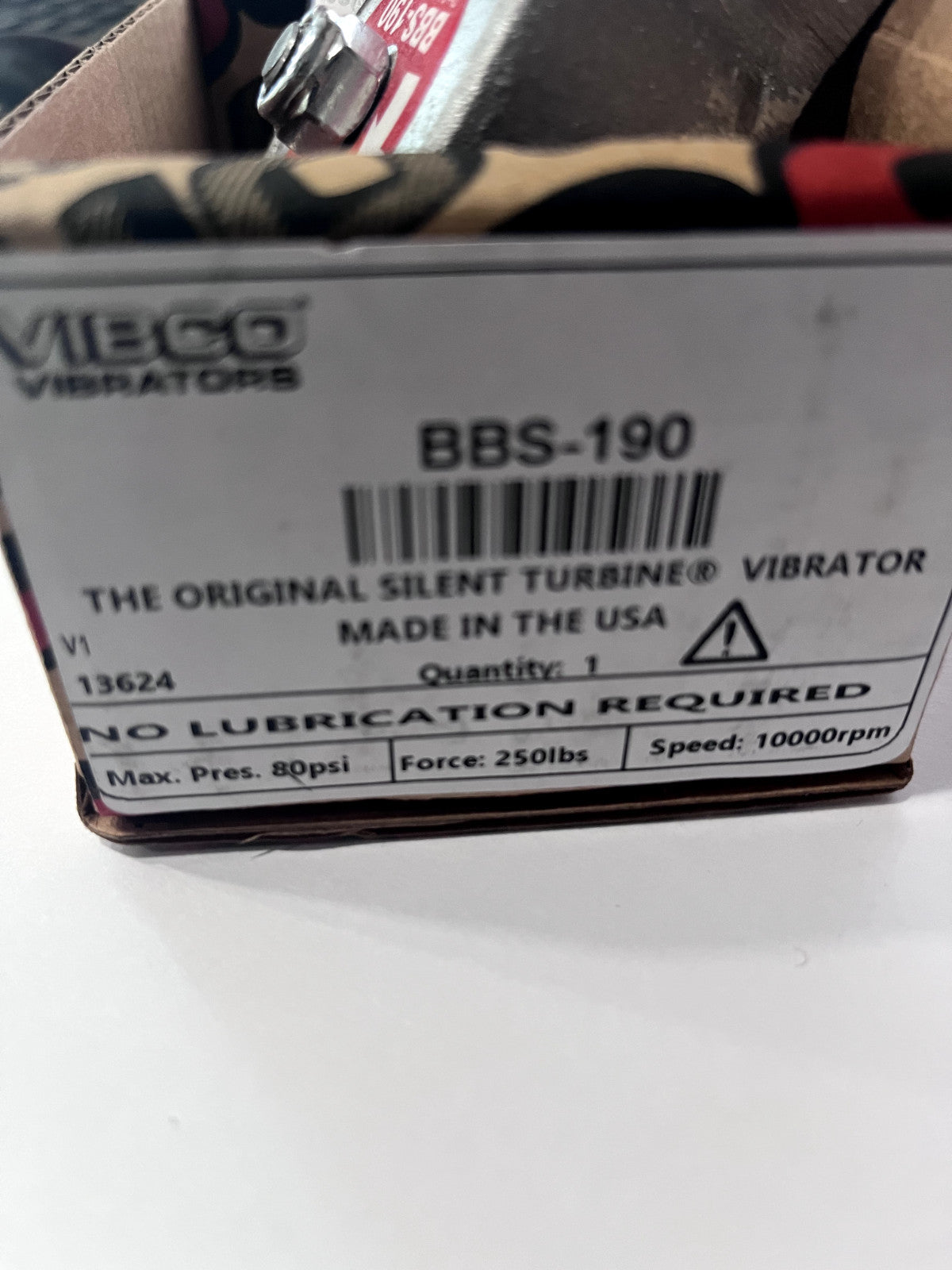 Vibco ,250 Lb. Force, Pneumatic Vibrator  7 Cubic Feet per Minute  BBS-190