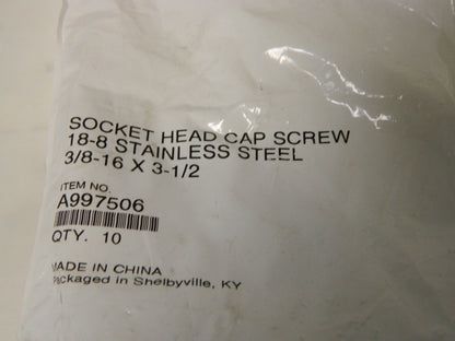 Pro Socket Head Cap Screw 18-8 SS 3/8-16 x 3-1/2 Qty 20 A997506