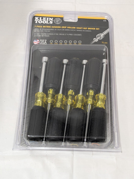 Klein Tools Nut Driver Set: 7 Pc, 5 to 10 mm, Hollow Shaft 65160