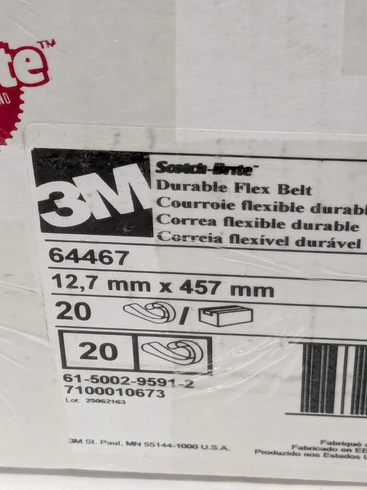 3M Abrasive Belt: 1/2" Wide, 18" OAL, Aluminum Oxide Box of 20 644676