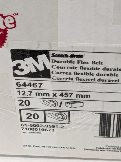 3M Abrasive Belt: 1/2" Wide, 18" OAL, Aluminum Oxide Box of 20 644676