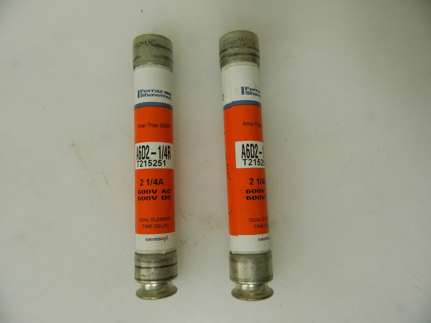Ferraz Shawmut 2 Pack Time Delay Fuses Class RK1 600VAC/DC  #A6D2-1/4R