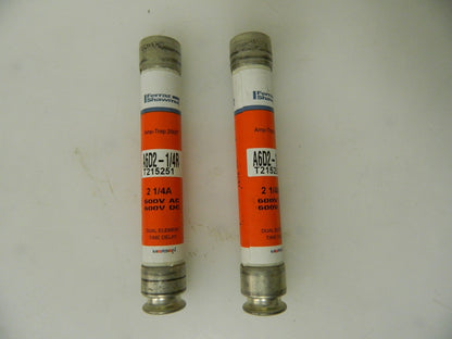Ferraz Shawmut 2 Pack Time Delay Fuses Class RK1 600VAC/DC  #A6D2-1/4R