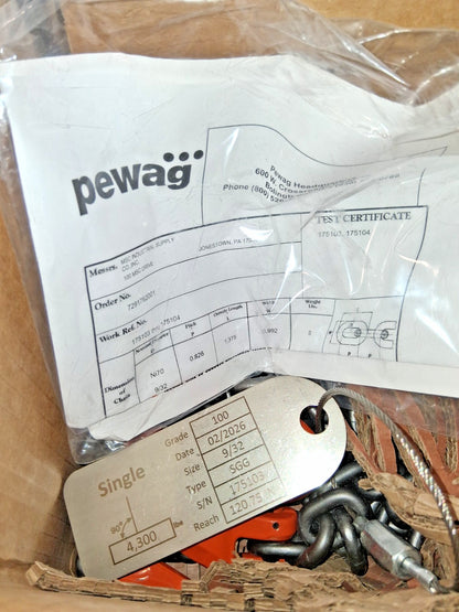 Pewag Chain Sling Grab Hook & SingleLeg 10' L 4300 Lb Vertical Capacity 03759040