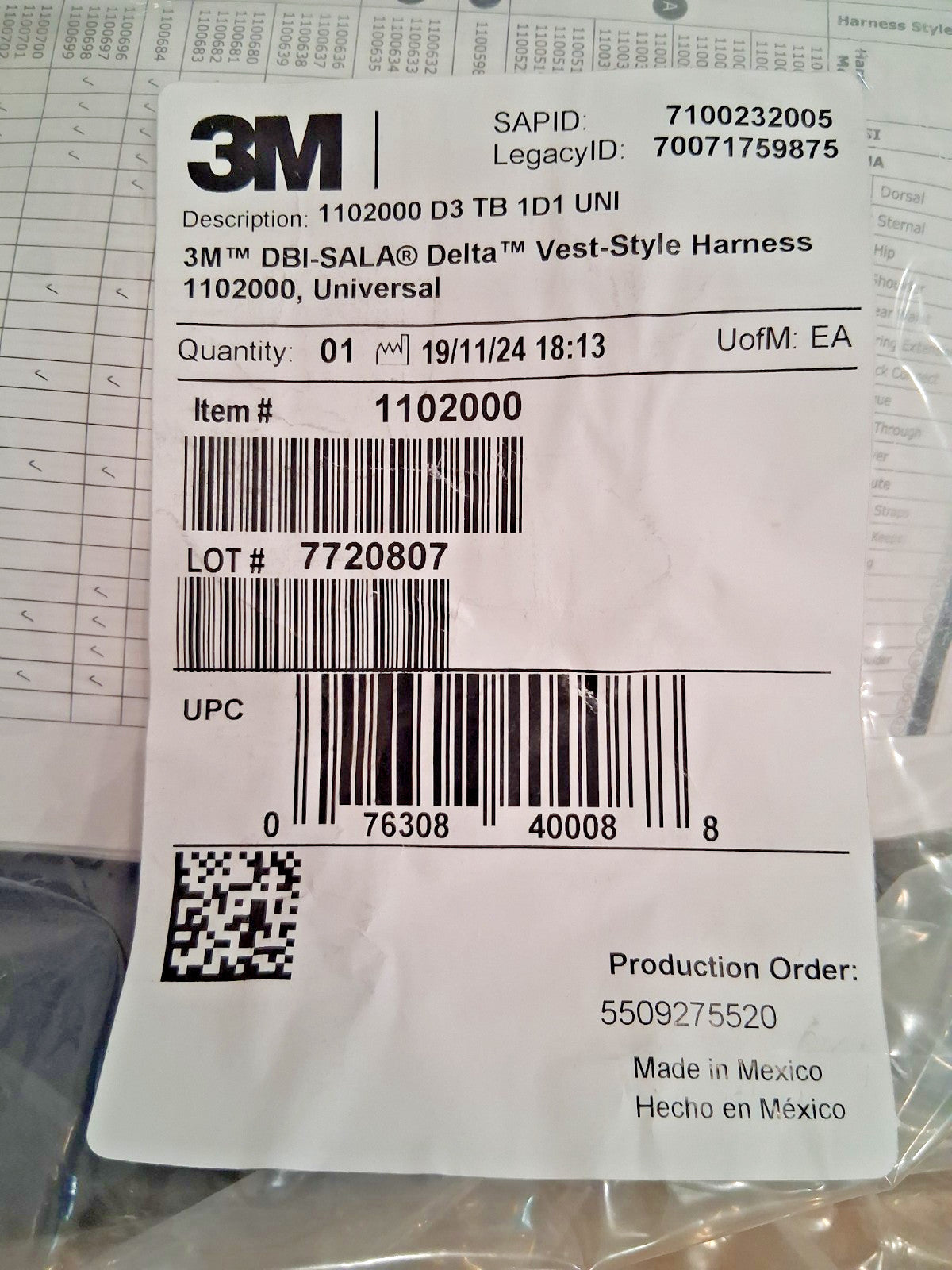 DBI-SALA Fall Protection Harness Size Universal 420 Lb Vest Style 7100232005