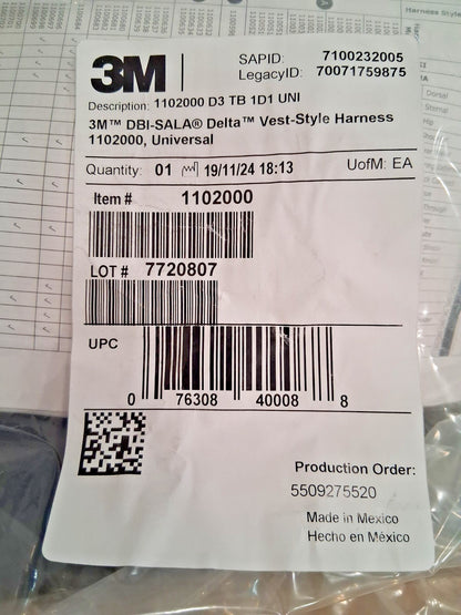 DBI-SALA Fall Protection Harness Size Universal 420 Lb Vest Style 7100232005