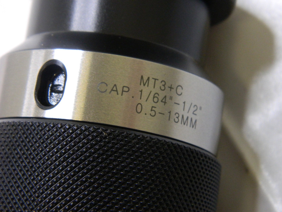 Drill Chuck: 1/64 to 1/2 Capacity, Integral Shank Mount,3MT 54100578