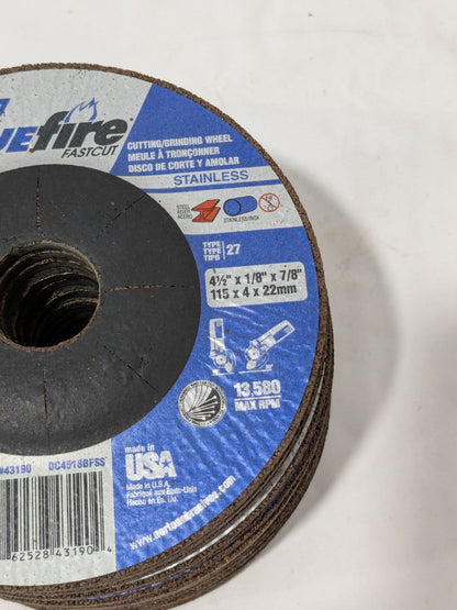 (14) Norton Depressed-Center Wheel 4-1/2" Dia, 1/8" Thick, 7/8" Hole 66252843190