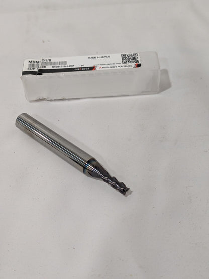 Mitsubishi Square End Mill: 1/8" Dia, 5/16" LOC, 3 Flute, Solid Carbide 494338