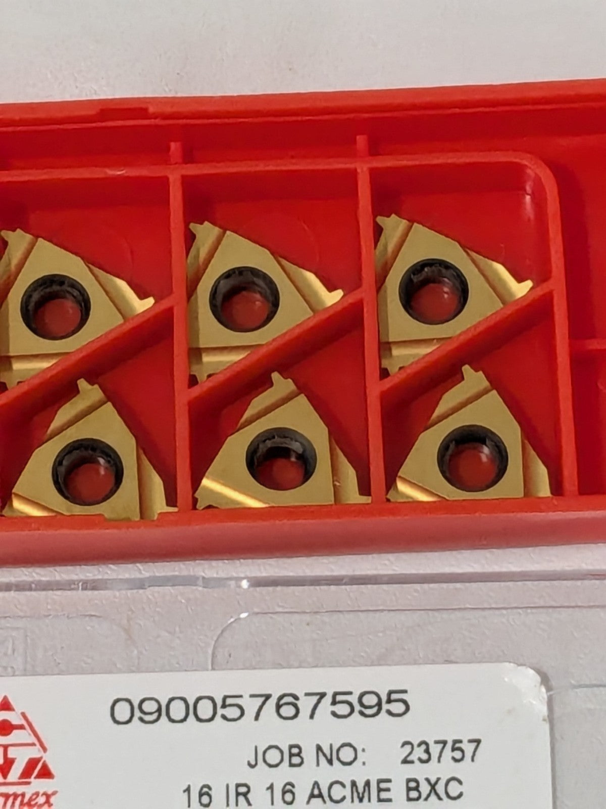 CARMEX Laydown Threading Insert: 16 IR 16 ACME BXC, Carbide Qty 10 05767595