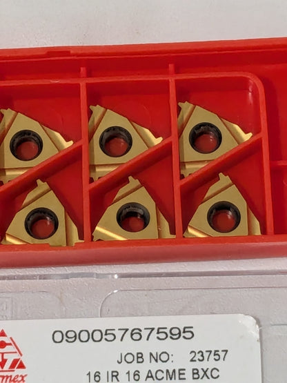 CARMEX Laydown Threading Insert: 16 IR 16 ACME BXC, Carbide Qty 10 05767595