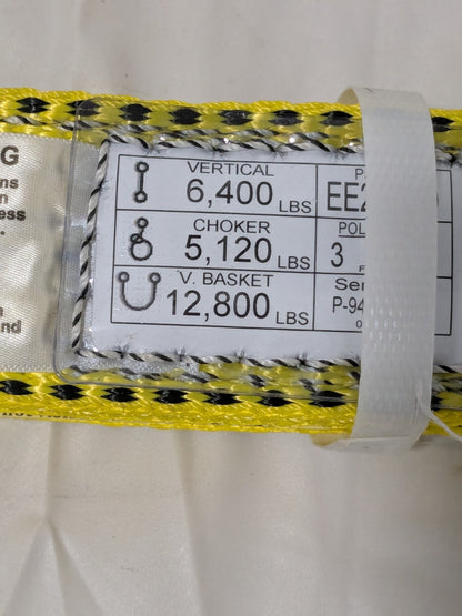 LIFTEX Flat Eye & Eye, Type 3 Web Sling: 3' Long, 2" Wide EE292X3PD