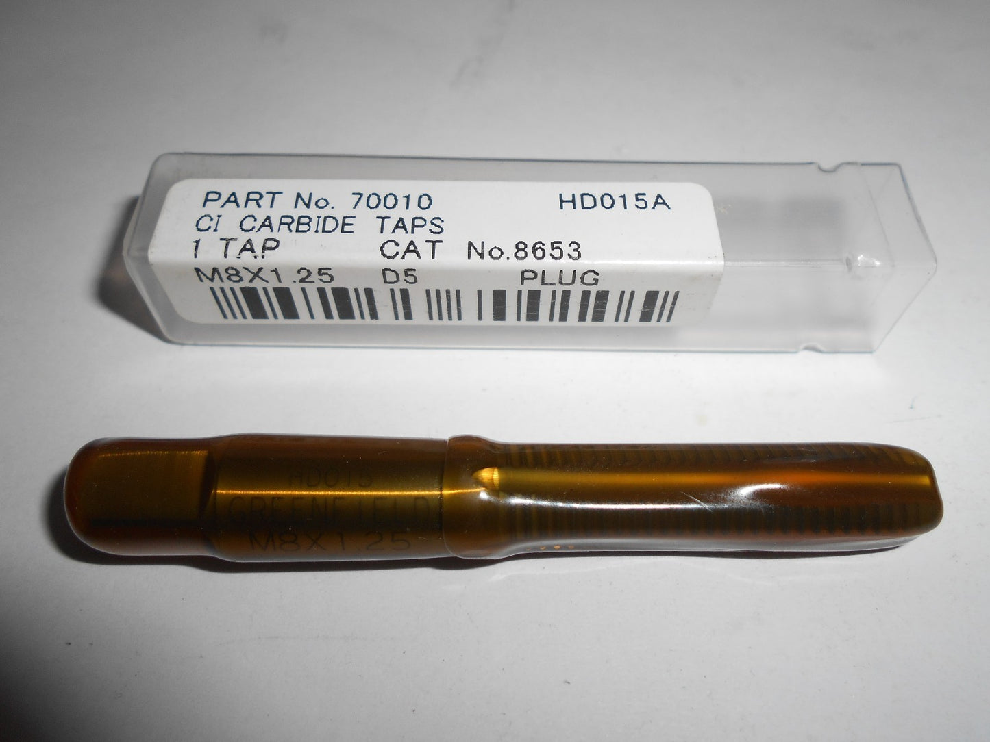 Greenfield 70010 M8 X 1.25 4 Flute D5 Carbide Plug Chamfer Straight Flute Tap