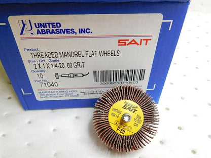 Sait Unmounted Flap Wheel Aluminum Oxide 2" x 1" x 1-1/4-20 60 Grit Qt