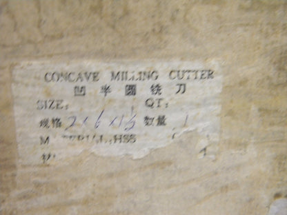 HSS 2" Concave Milling Cutter 6" Cutter Dia Arbor Type, 1.5" Hole Diam