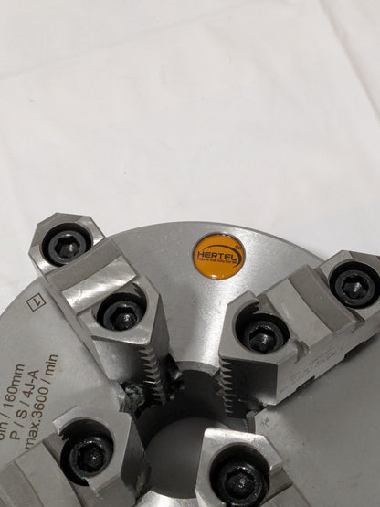 Hertel Manual Lathe Chuck: 6", 4 Jaw, Self-Centering 97019012