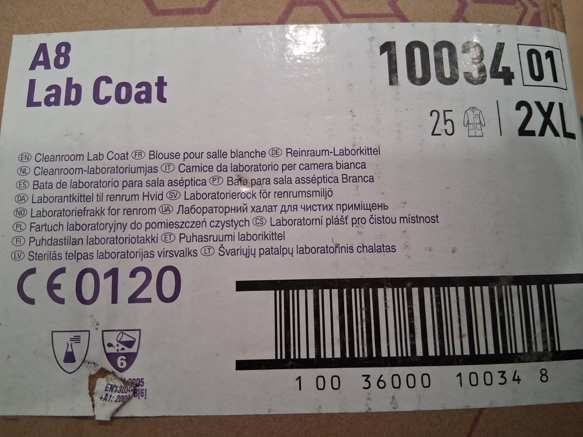 Kimtech Pure General Purpose 3 Pocket Lab Coat QTY25 Size 2XL 3 Pocket 10034