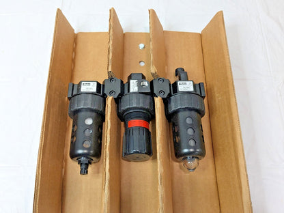PARKER 3 Piece Combo Filter Regulator Lubricator 1/4" 125 PSI 06B12A13A2BC