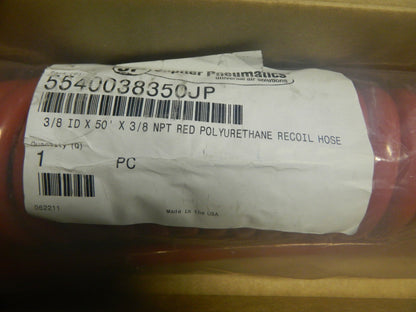 JP Polyurethane Coiled & Self Storing Hose 3/8"ID 3/8NPT 50' Long 5540038350JP