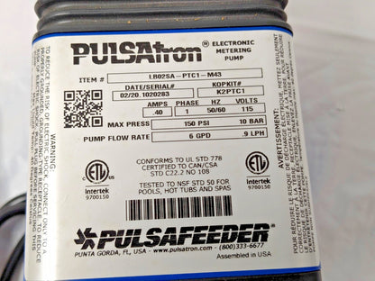 PULSAtron Series A Plus Metering Pump 6 GPD 150 PSI 115V LB02SA-PTC1-M43