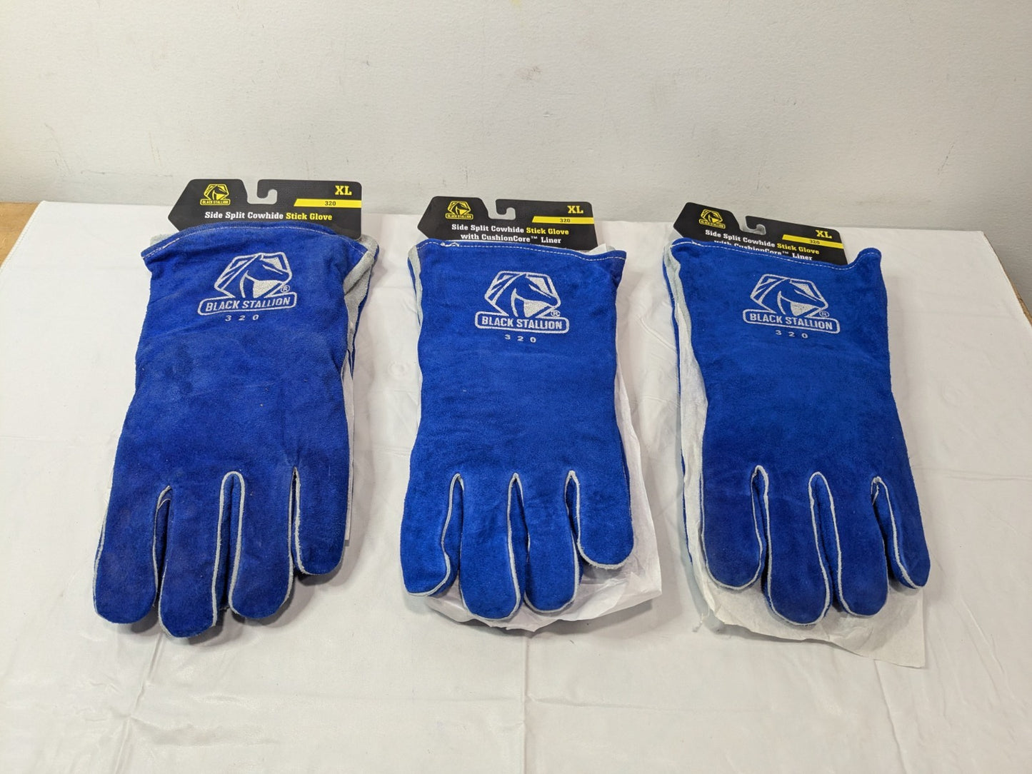 3 PAIRS Black Stallion Cowhide Stick Welding Gloves w/Cushion Liner XL 320XL
