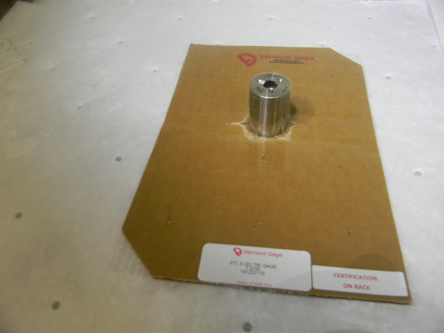 Vermont Gage Class X Plus Steel Pin Gage Go 1.0750 Plus Tolerance 191203110