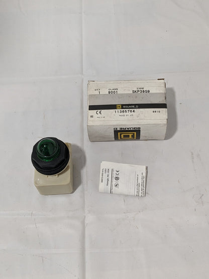 Square D Pilot Light 120V, 30mm, Green Lens 9001-SKP38G9