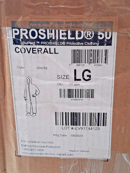Dupont Liquid & Splash Protection Disposable Coveralls SizeL QTY25 54728076