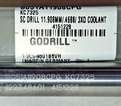 Kennametal Screw Machine Drill Bit 15/32" Dia 140 deg Carbide 4151228