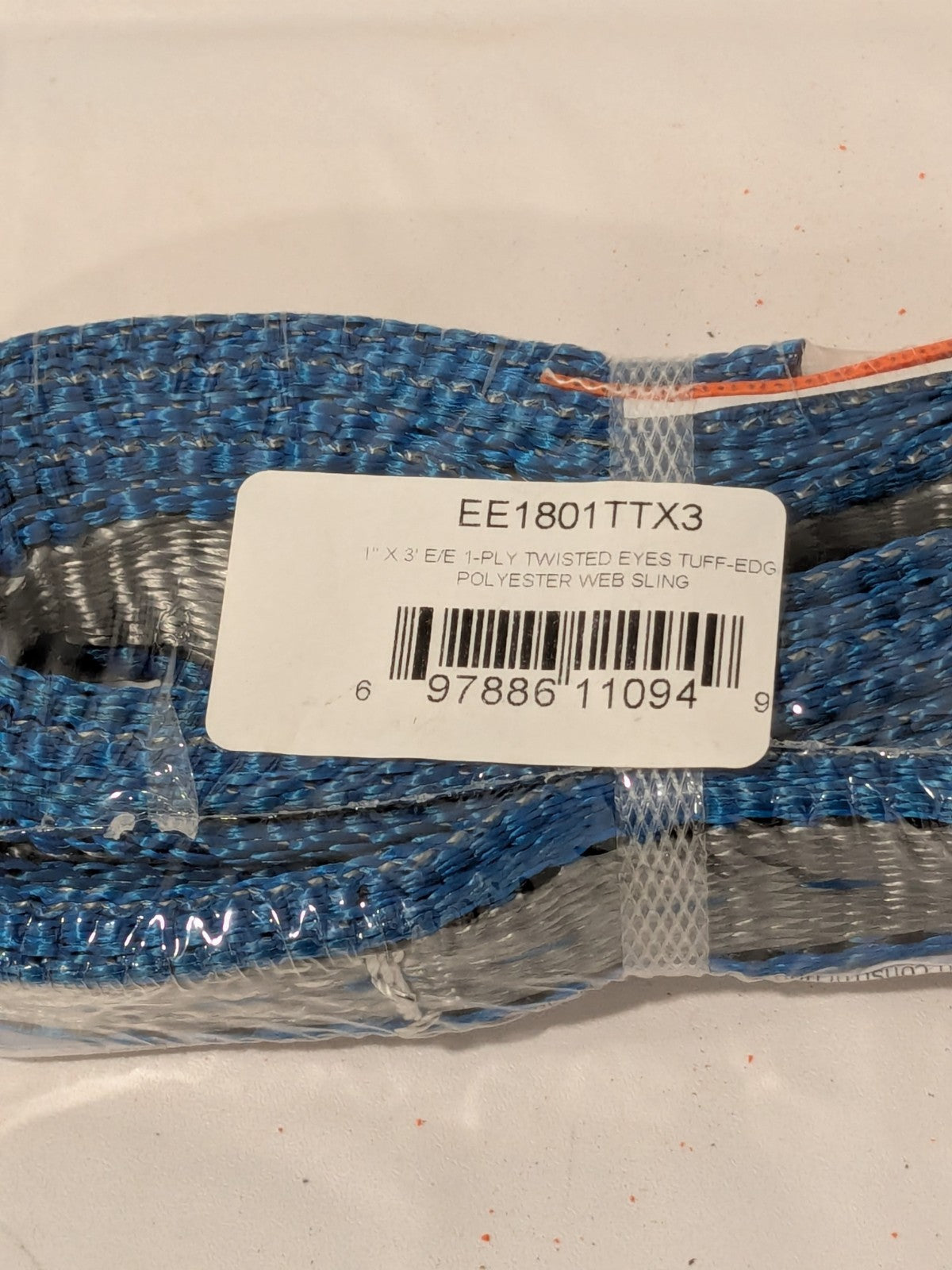 LIFT-ALL Twisted Eye & Eye, Type 4 Web Sling: 3' Long, 1" Wide EE1801TTX3