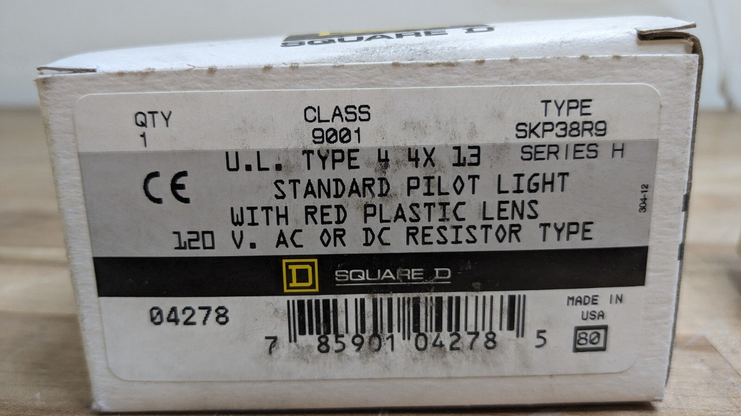 Schneider Electric Square D 9001SKP38R9 Pilot Light 120V AC-DC Red Cap