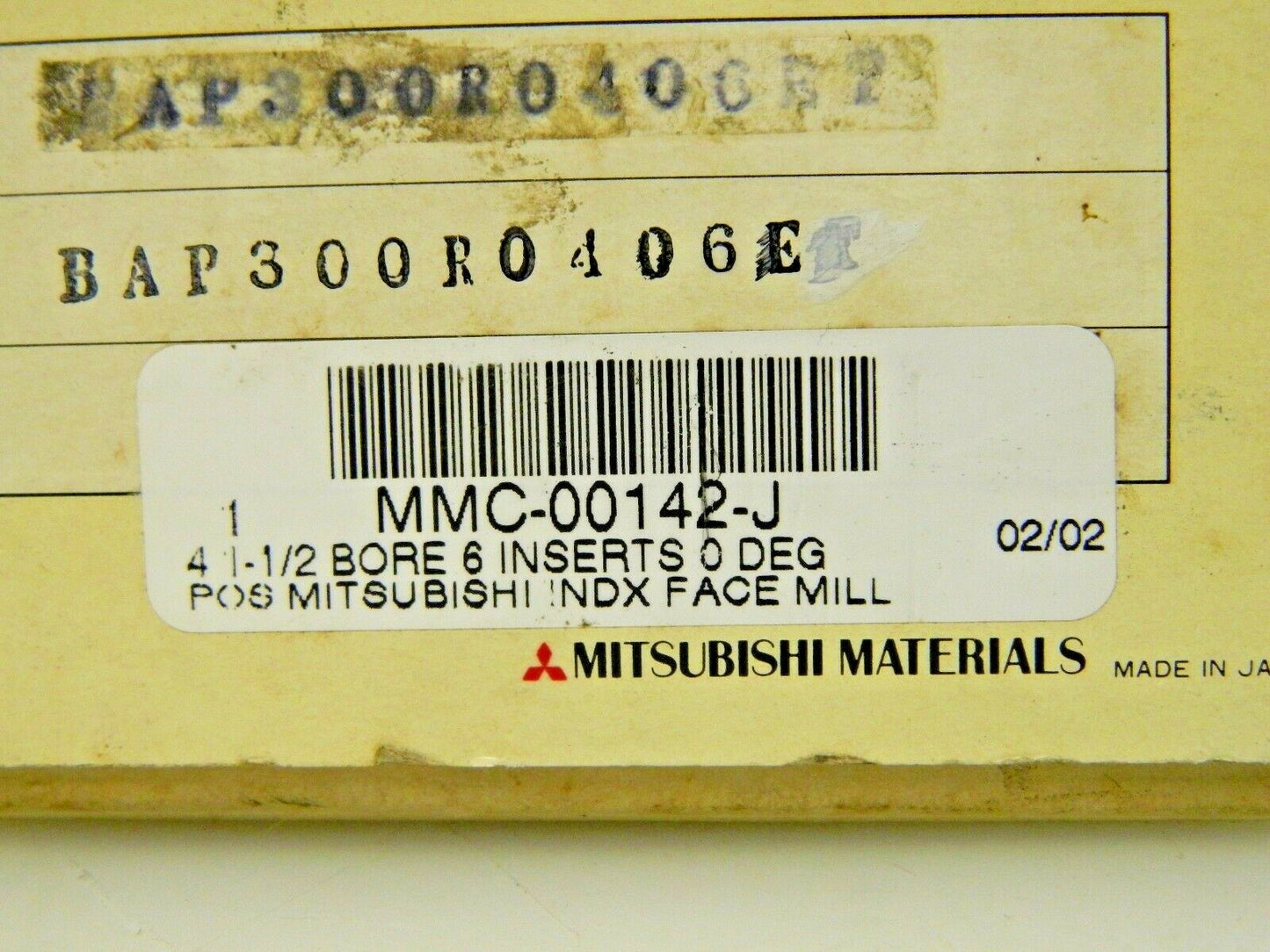 Mitsubishi Index Face Mill Cutter 1-1/2" Bore x 4" Diam 6 Inserts BAP3