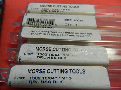 Morse Cutting Tools Qty.5 Taper Shank Drill Bit 15/64" Dia. x  6-1/8"