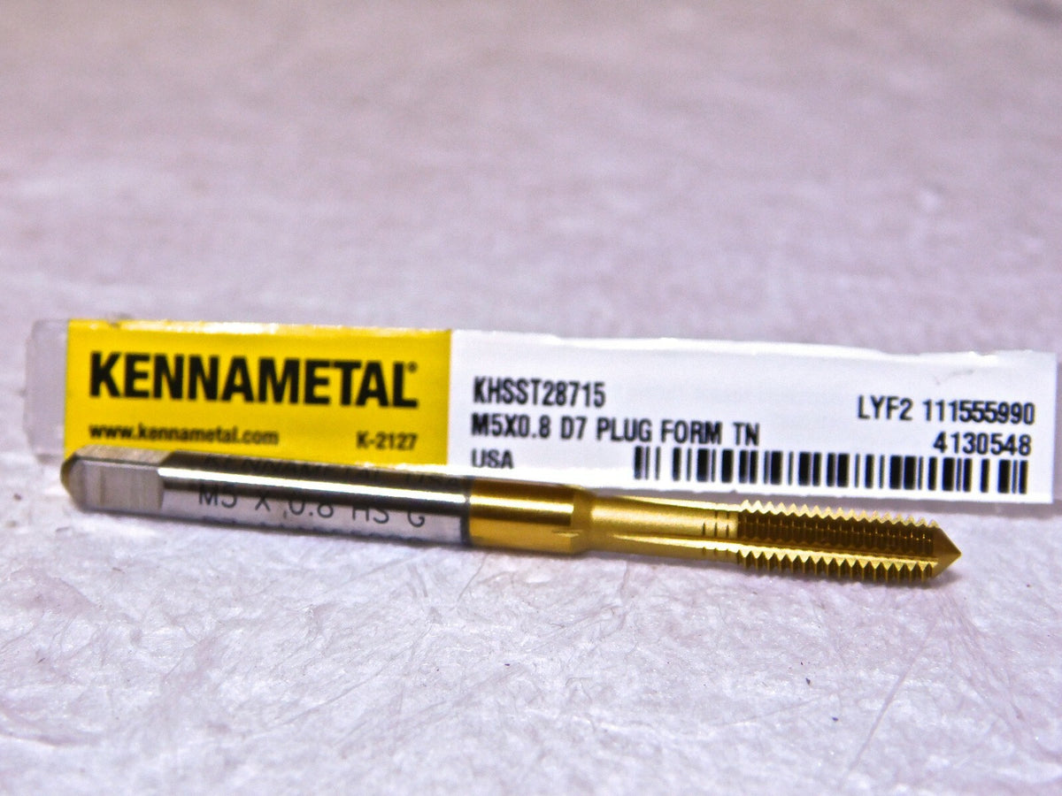 Kennametal HSS TiN Plug Thread Forming Tap M5x0.80 UNC 3.38 OAL 4130548