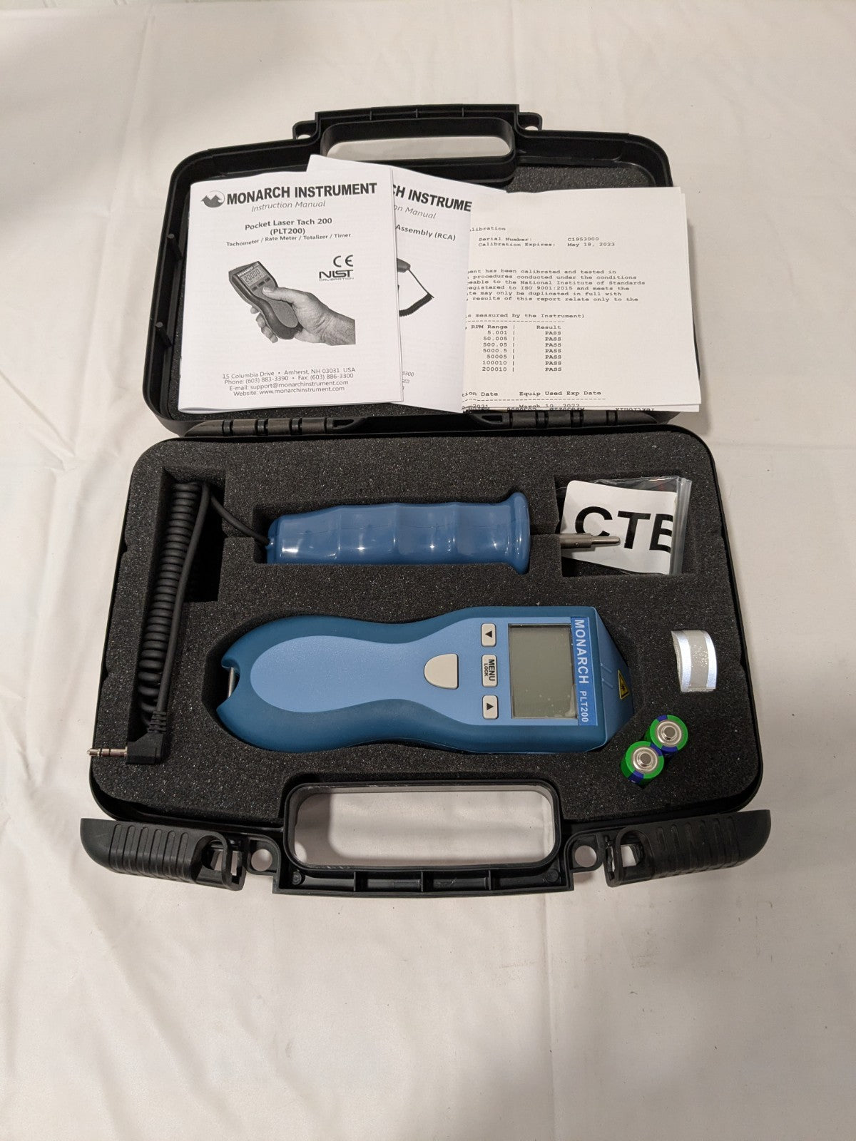Monarch Laser Tachometer +/-0.05% Accuracy 0.001 Resolution 20000 RPM 6125-011