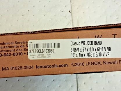 Lenox Welded Bandsaw Blade 10ft Long x 1" W x 6 to 10 TPI 87885CLB103050