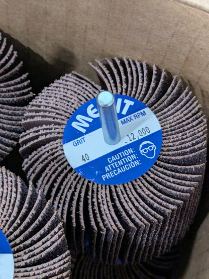 Merit Mounted Flap Wheel: 3" Dia, 2" Face Width, 40G, AO Box of 10 088