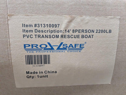 Pro Safe Inflatable PVC Transom Rescue Boat 14 Ft. 8-Person 2200 Lb. Capacity