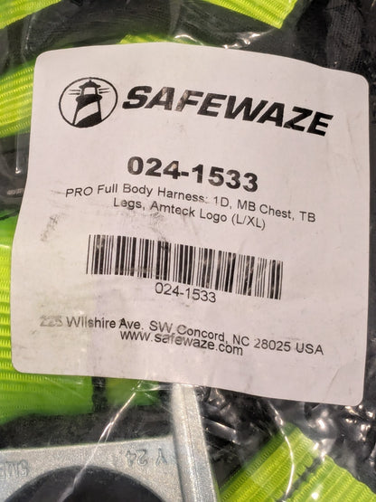Safewaze L/XL PRO Full Body Harness W/1D, MB Chest, tab Legs - FS281-L/XL