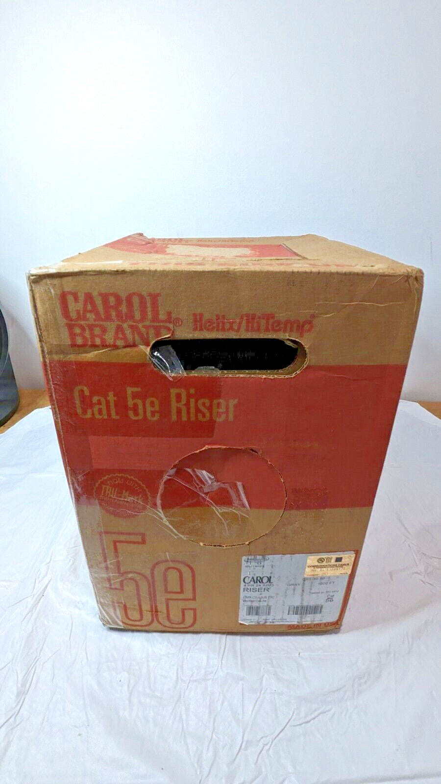 Carol Helix/Hi-Temp Cat 5e Riser Gray 4PR 24AWG Approx 1000 Ft/18 Lbs CR5.30.10