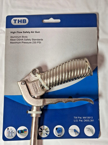 THB Air Blow Gun High Flow Safety Nozzle 1/4" NPT 12" Tube 4017312427
