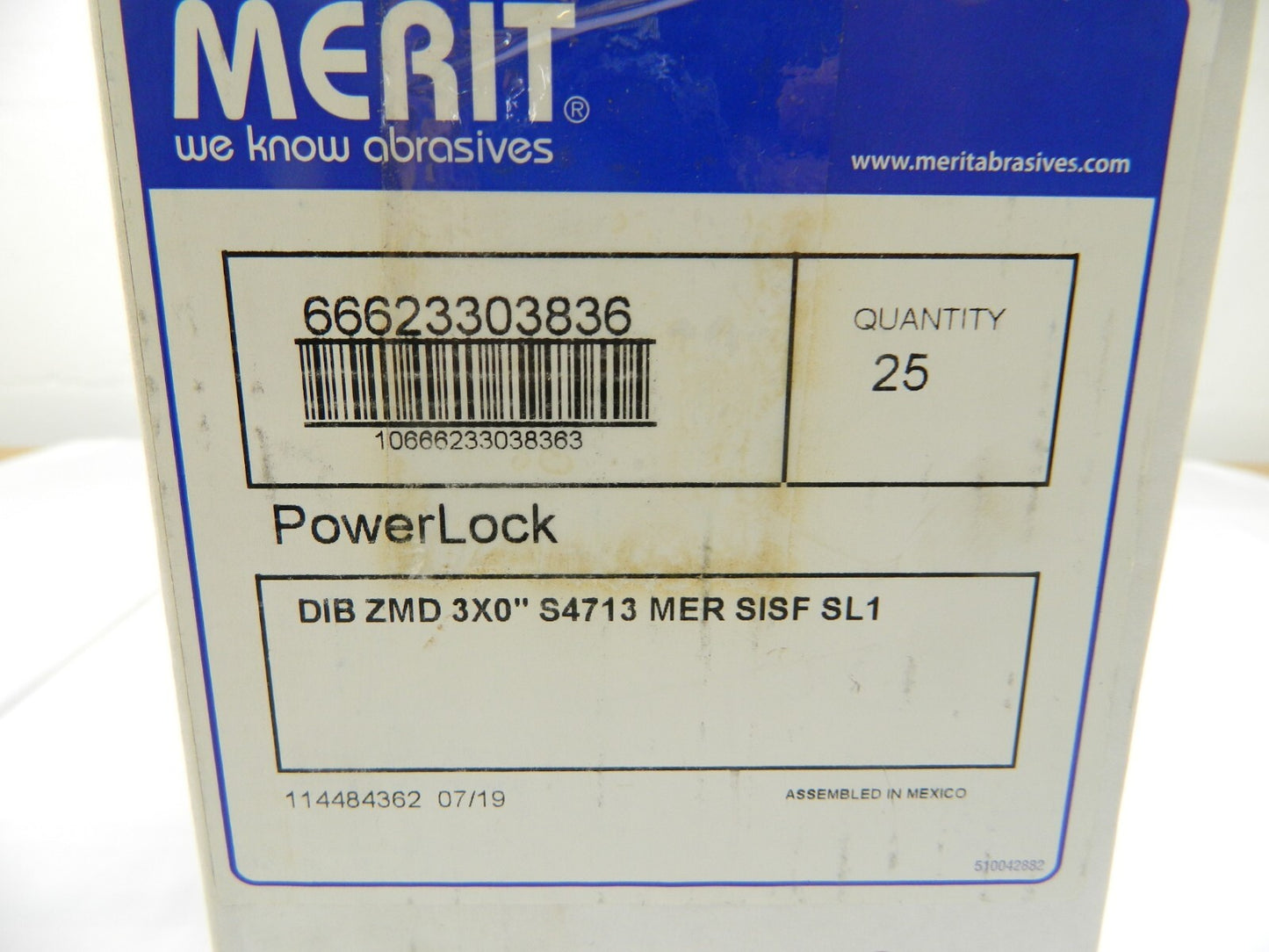 Merit 3" Hook &amp; Loop Disc 320 G, Non-Woven, Silicon Carbide Qty 25 6662