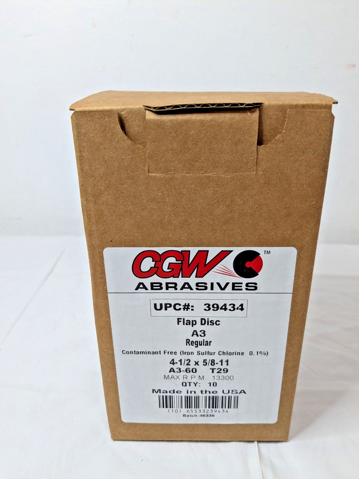 CGW Abrasives Flap Discs Aluminum Oxide Type 29 4-1/2"Dia 60G QTY 10 39434